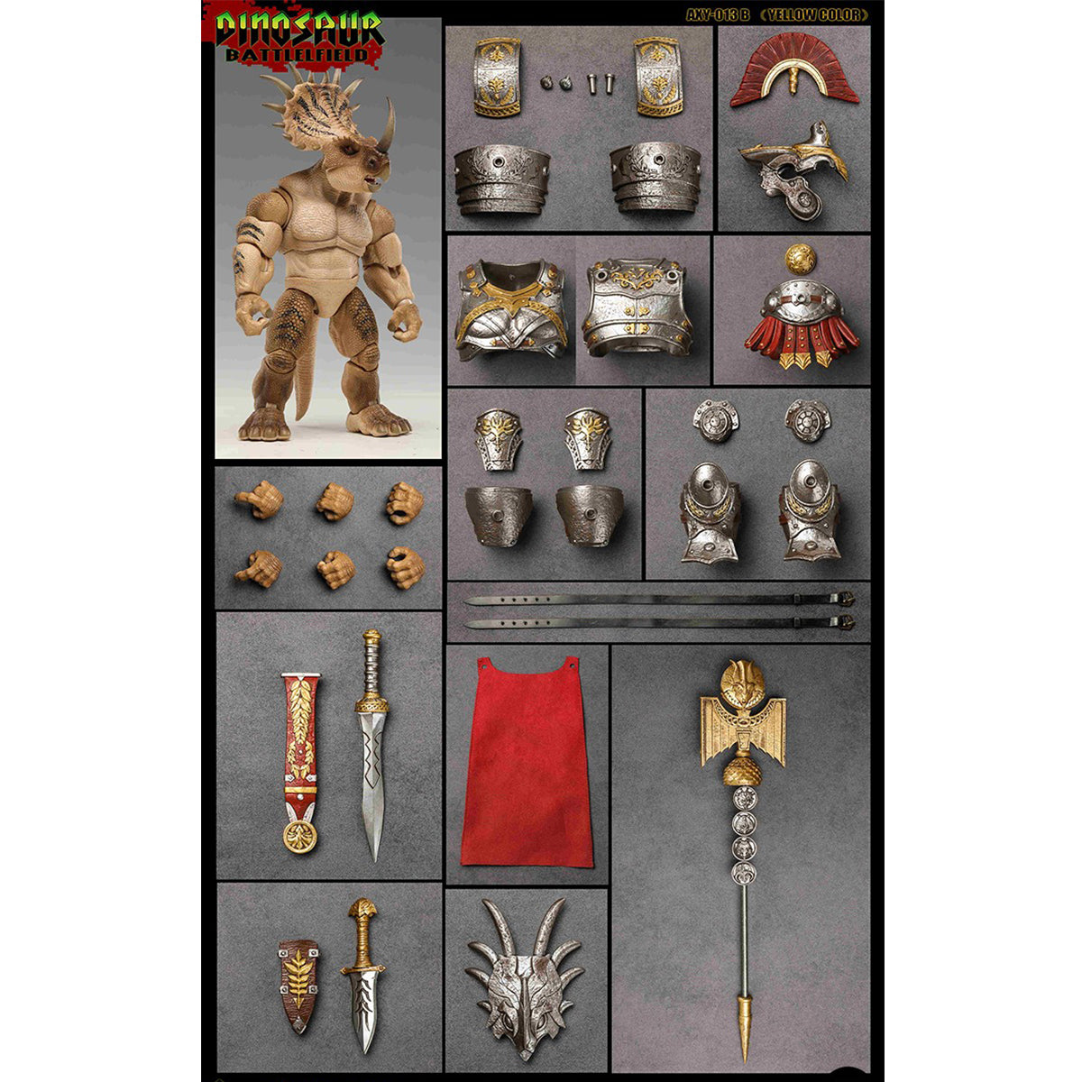 AXYTOYS Dinosaur Battlefield Triceratops & Accessory Pack Action Figures