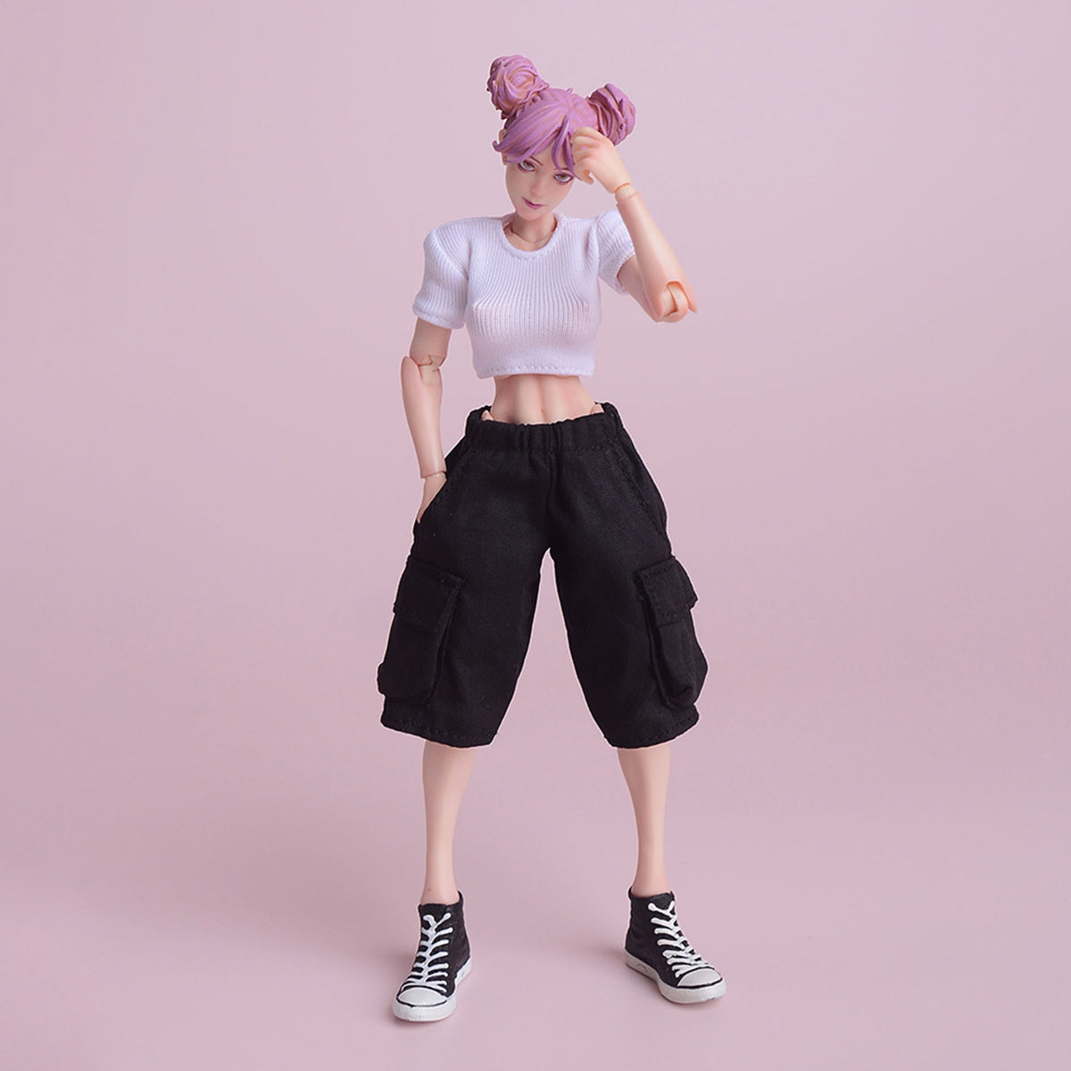 Ropa para muñecas ATStory: Top corto de manga corta Mecha Girl - Blanco para figura de acción