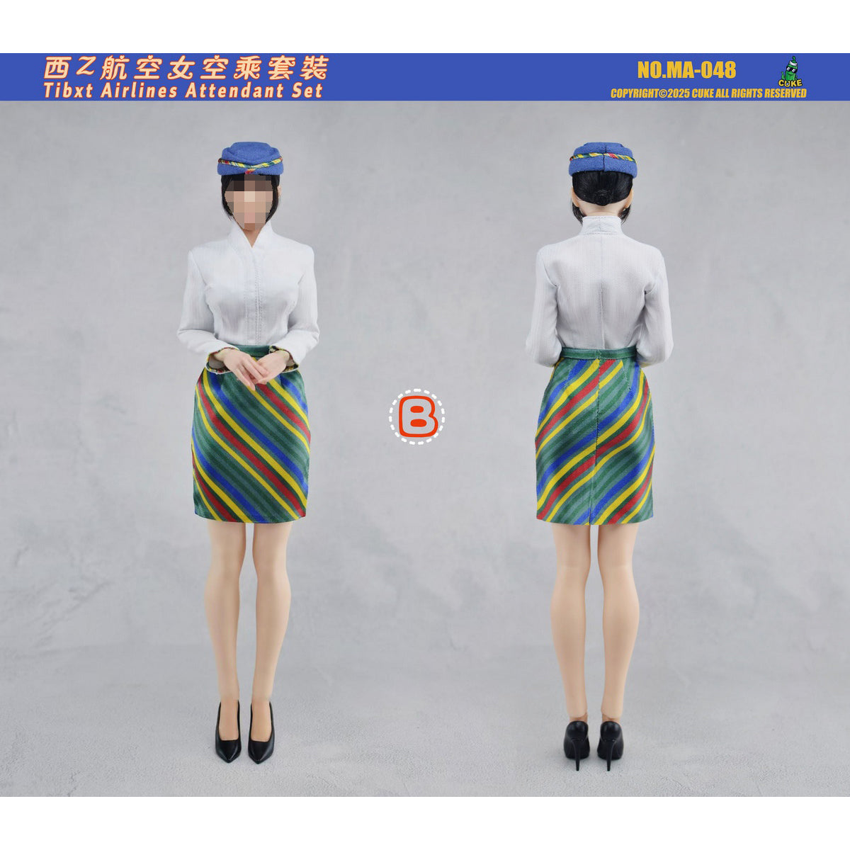 CUKE TOYS West Z Airlines Female Flight Attendant Outfit Set MA-048 Doll Clothes Accessory Fit 1/6 Scale 12-inches Action Figure