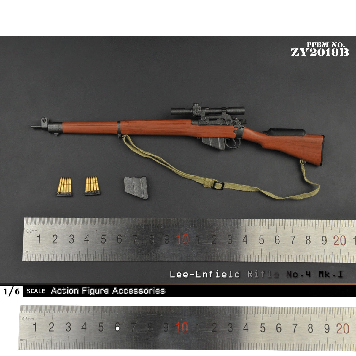 ZYTOYS, WWII British Lee-Enfield No.4 Mk1 Sniper/Rifle Model, Doll Accessory for 12-inches Action Figurine