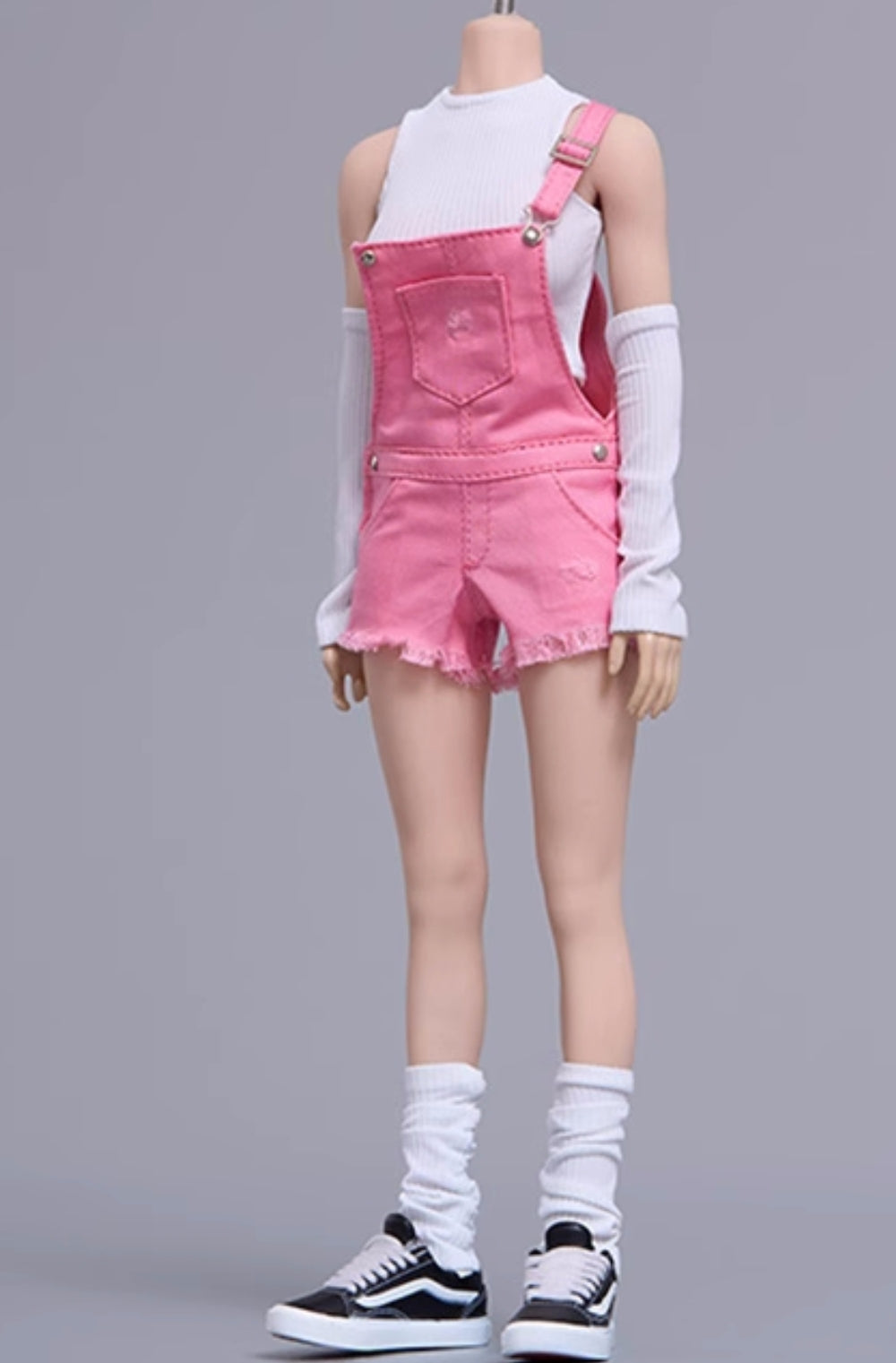 Cdtoys Female Figure Doll Clothes: Pink Suspender Shorts For Female 12-inch Action Figure