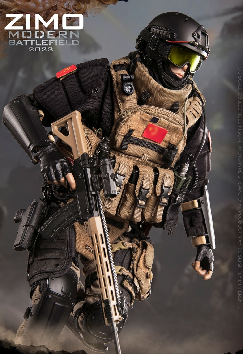 Figura coleccionable Flagset: Modern Battlefield, End War Ghost, Zimo, estilo militar, figura de acción masculina en miniatura a escala 1:6 FS73049