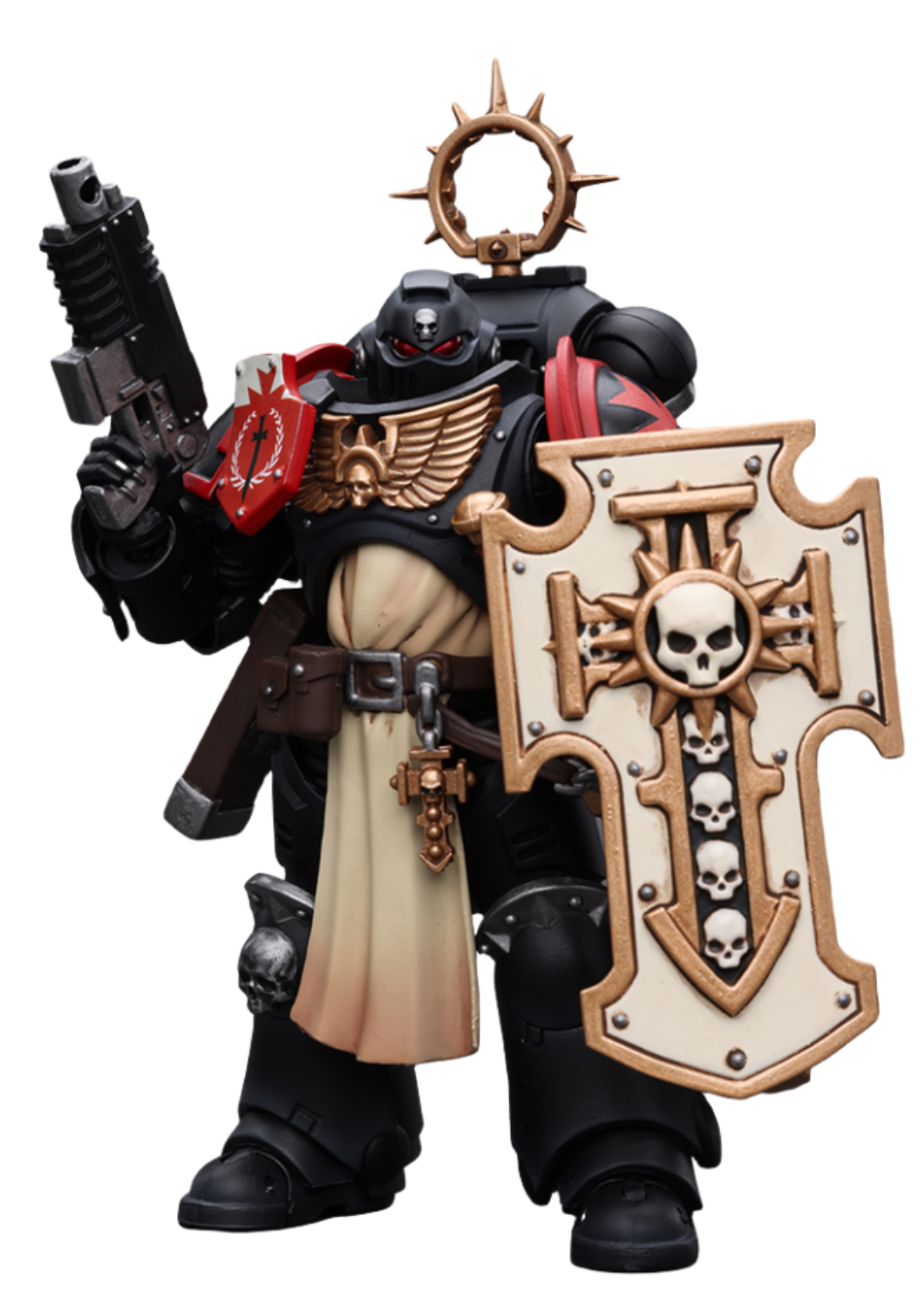 Figurine de collection JoyToy Warhammer 40K : Primaris Space Marines Black Templars Bladeguard Veteran, échelle 1:18, figurines articulées JT2801 (Black Templars JT2801)