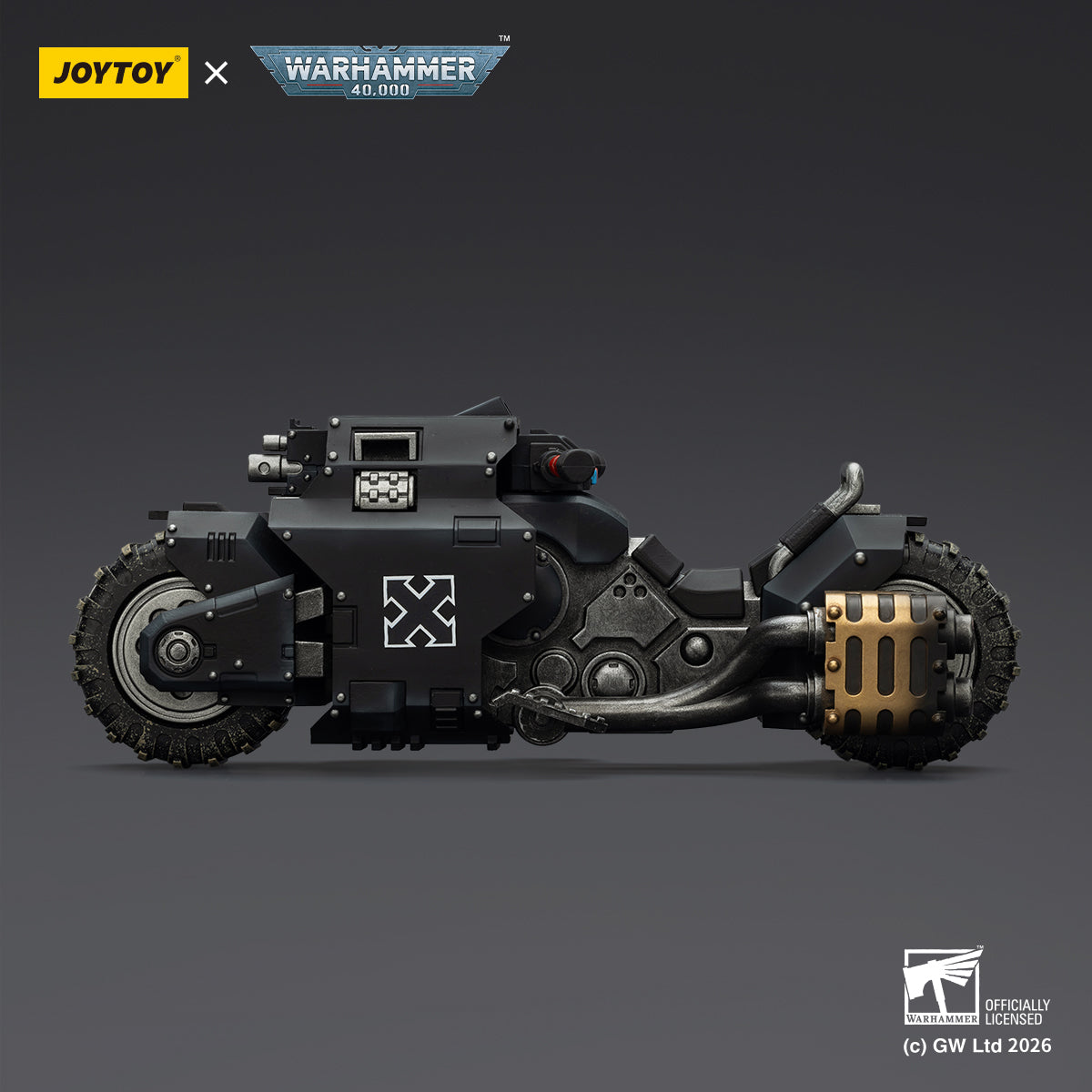 JOYTOY Warhammer 40K Raven Guard/Space Wolves/Blood Angels Raider-pattern Combat Bike with twin-linked bolt rifles (JT03776) 1/18 Scale Action Figure Vehicle Set