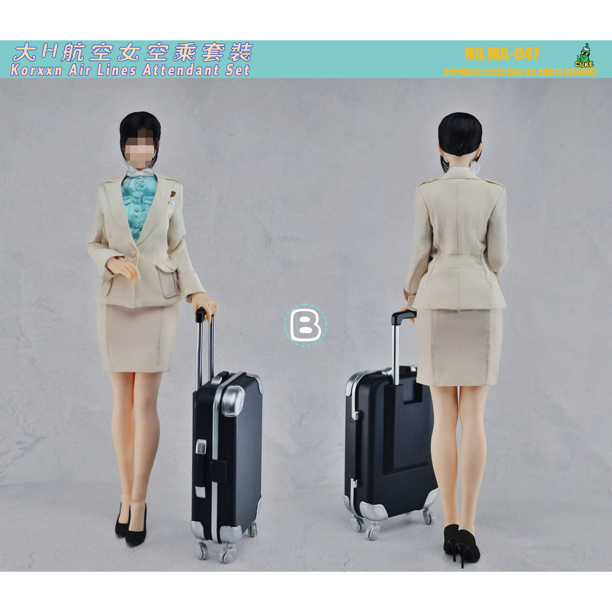 CUKE TOYS Big H Airline Female Flight Attendant Outfit Set MA-047 Doll Clothes Accessory Fit 1/6 Scale 12-inches Action Figure
