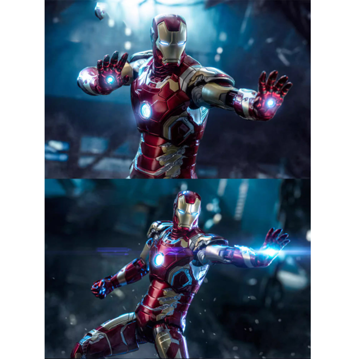 Figura de acción coleccionable de la serie aniversario de ZD Toys: Iron Man MK43, edición iluminada, miniatura a escala 1:10