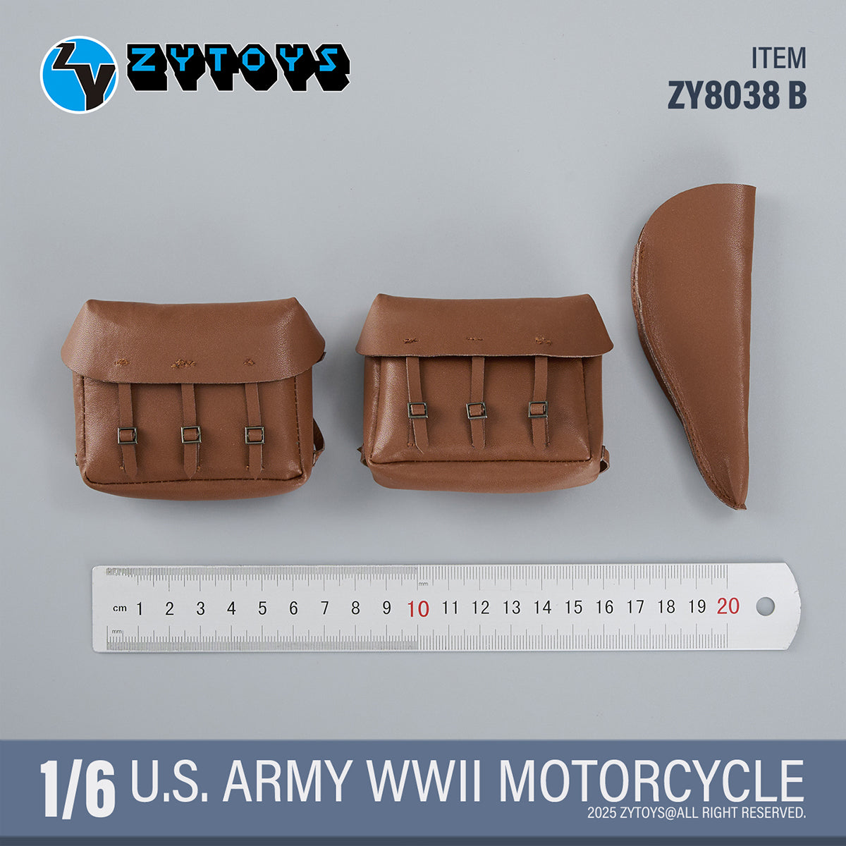 ZYTOYS 1/6 Scale ZY8038A WWII US Army Motorcycle Vehicle Model & Shoulder Bag Set ZY8038B
