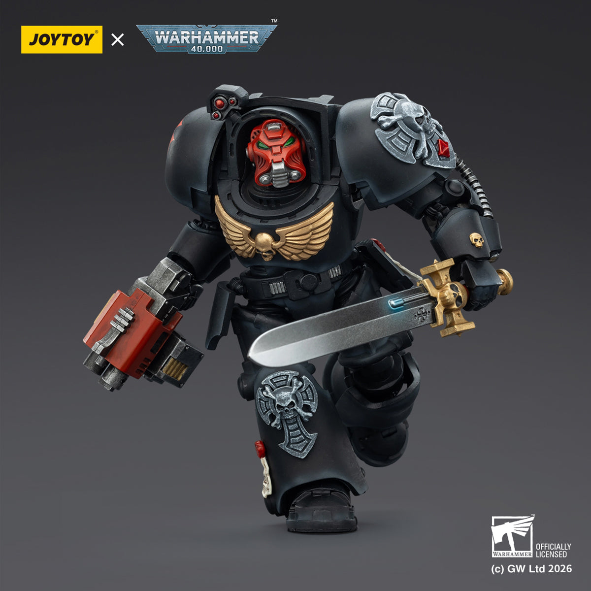 JOYTOY Warhammer 40,000 Black Templars Terminator with Power Fist and Assault Cannon & with Power Fist and Storm Bolter & with Power Sword and Storm Bolter Action Figure