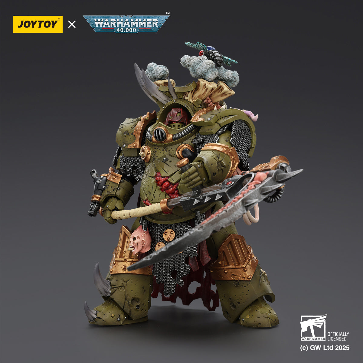 JOYTOY Death Guard Deathshroud Terminator with Manreaper and Plaguespurter Gauntlet & Champion with Manreaper and Plaguespurter Gauntlets 1/18 Scale Warhammer Action Figure