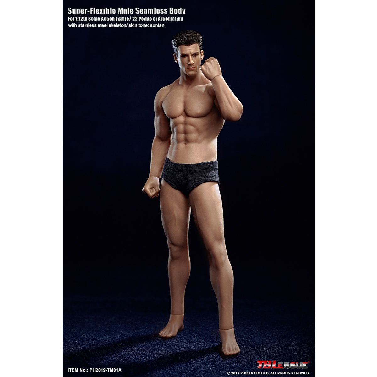 TBLeague, Seamless Muscular Male Body Suntan-Skin with Head Sculpt, Action Figures Body