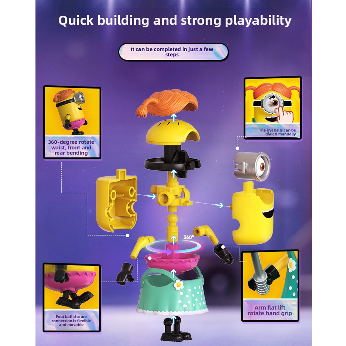 BLOKEES Series 2: Magic Version Minion Partner Phil DJ/Kevin Singer/Stuart Dancer/Carl Streamer Model Kit