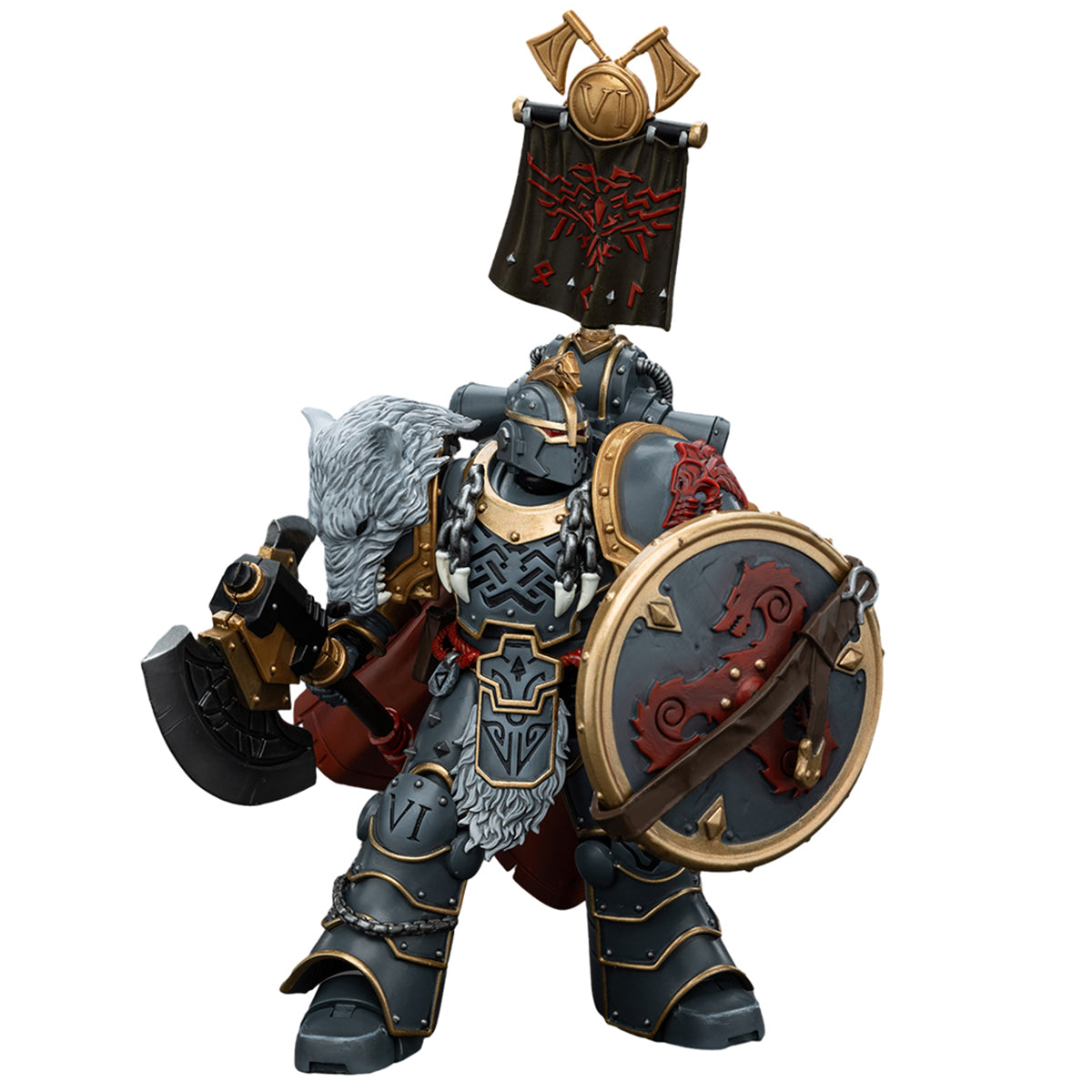 (Only Shipped to the US) JOYTOY Space Wolves Legion Praetor with Power Axe and Combat Shield JT00133 Warhammer 1/18 Scale Action Figure