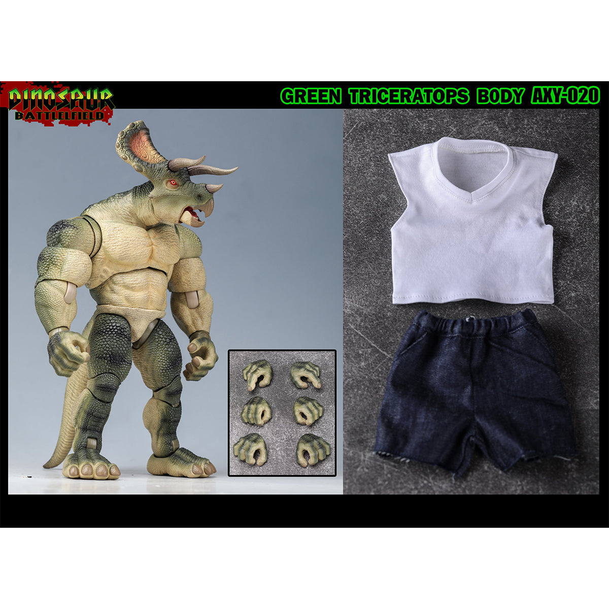 AXYTOYS Dinosaur Battlefield The Old King of Triceratops & The New King of Triceratops 1/12 Scale Action Figure