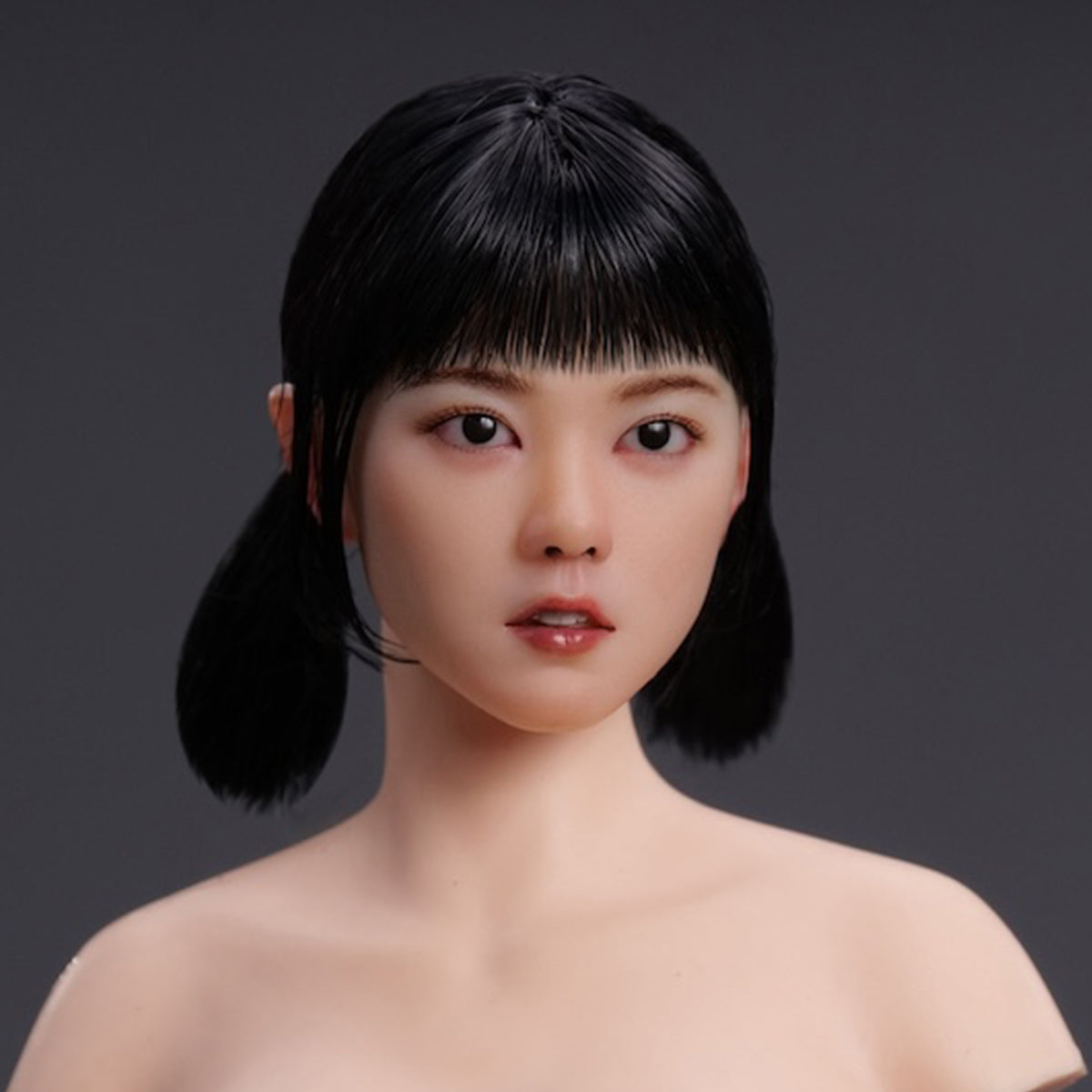 YMTOYS, Cabeza de mujer asiática con ojos móviles, esculpida en trigo, para figura de 30 cm