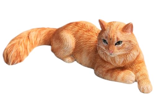JXK Collectible Cat Figure: Mini Maine Coon, Expertly Hand-Painted, Lifelike, Safe Resin, Miniature Animal Figurine