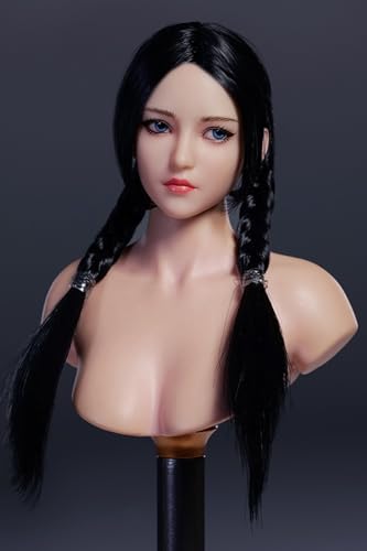 Escultura de cabeza femenina a escala 1:6, diseño de ojos móviles, escultura de cabeza de niña asiática para figuras de acción de 12 pulgadas YMT101A