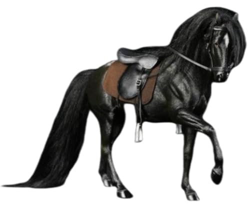 Figura de caballo coleccionable JXK: Caballo ILI marrón, pintado a mano por expertos, resina realista y segura, miniatura a escala 1:12