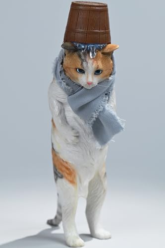Figura de gato coleccionable JXK: El gato de la casa de baños, pintada a mano por expertos, resina realista y segura, miniatura a escala 1:6.