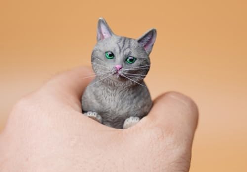 Figurine de chat de collection JXK : les chats mangent de la nourriture, peinte à la main par des experts, réaliste, en résine sûre, figurine animale miniature à l'échelle 1:6