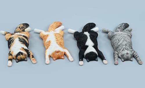 Figura de gato coleccionable JXK: Gato tumbado, pintada a mano por expertos, realista, resina segura, miniatura a escala 1:6