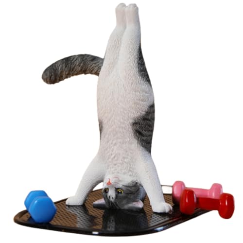 JXK Collectible Cat Figure: Yoga Cat, Expertly Hand-Painted, Lifelike, Safe Resin, 1:6 Scale Miniature Animal Figurine