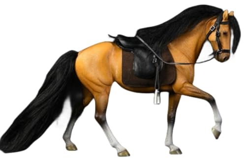 Figura de caballo coleccionable JXK: Caballo ILI marrón, pintado a mano por expertos, resina realista y segura, miniatura a escala 1:12