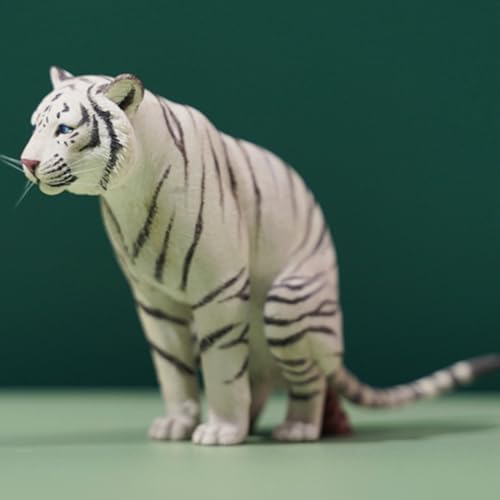 Figura de tigre coleccionable JXK: Tigre medio agachado, pintado a mano por expertos, realista, resina segura, miniatura a escala 1:12.