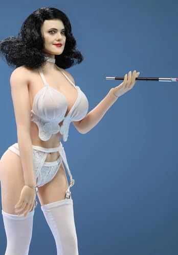 Ropa para muñeca a escala 1/6: lencería femenina de encaje negro con medias de liga para figura de acción coleccionable de 12 pulgadas