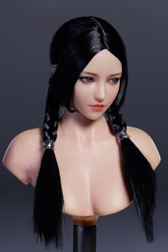 Escultura de cabeza femenina a escala 1:6, diseño de ojos móviles, escultura de cabeza de niña asiática para figuras de acción de 12 pulgadas YMT101A