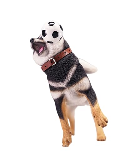 Figura de perro coleccionable JXK: Frisbee Shiba Inu, pintada a mano por expertos, realista, de resina segura, miniatura a escala 1:6, JXK071A