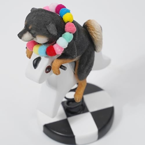 Figura de perro coleccionable JXK: Caballo balancín Shiba Inu 2.0, figura de animal en miniatura a escala 1:6
