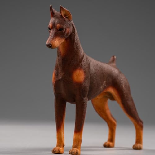 JXK Collectible Dog Figure: Dobermann, Expertly Hand-Painted, Lifelike, Safe Resin, 1:12 Scale Miniature Animal Figurine