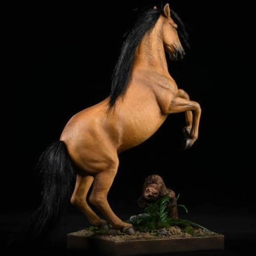 Figura de caballo coleccionable JXK: Caballo de sangre caliente Hanover, pintado a mano por expertos, resina realista y segura, miniatura a escala 1:12.