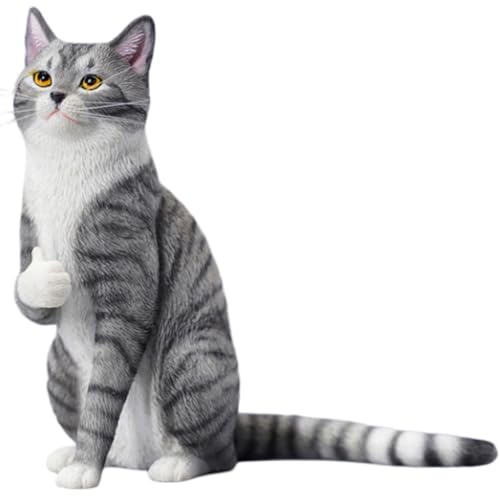 JXK Collectible Cat Figure: Thumb Up Cat, Expertly Hand-Painted, Lifel