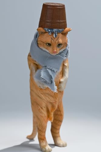 Figura de gato coleccionable JXK: El gato de la casa de baños, pintada a mano por expertos, resina realista y segura, miniatura a escala 1:6.