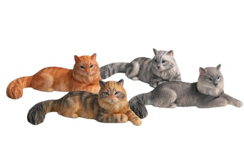 JXK Collectible Cat Figure: Mini Maine Coon, Expertly Hand-Painted, Lifelike, Safe Resin, Miniature Animal Figurine