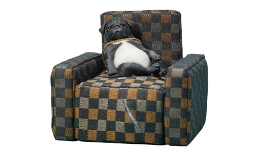 Figura de perro coleccionable JXK: Bulldog francés, pintada a mano por expertos, resina realista y segura, miniatura a escala 1:6, JXK038A