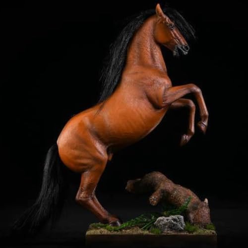 Figura de caballo coleccionable JXK: Caballo de sangre caliente blanco-rojo, pintado a mano por expertos, resina realista y segura, miniatura a escala 1:12.