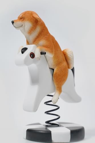 Figura de perro coleccionable JXK: Caballo balancín Shiba Inu 2.0, figura de animal en miniatura a escala 1:6