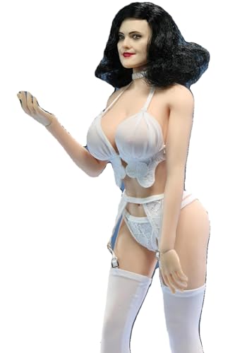 Ropa para muñeca a escala 1/6: lencería femenina de encaje negro con medias de liga para figura de acción coleccionable de 12 pulgadas