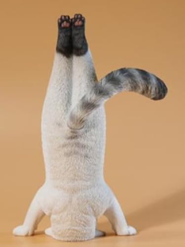 Figura de gato coleccionable JXK: Gato yoga, pintada a mano por expertos, realista, resina segura, miniatura a escala 1:6
