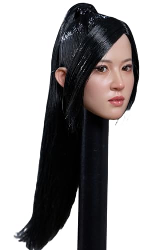 Escultura de cabeza femenina a escala 1:6, cabeza de niña asiática con ojos móviles para figuras de acción de 12 pulgadas