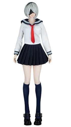 Ropa para muñeca femenina a escala 1/6: Conjunto de traje de baño de uniforme escolar