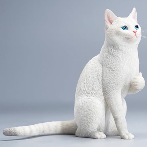 Figura de gato coleccionable JXK: Gato pulgar arriba, pintada a mano por expertos, resina realista y segura, miniatura a escala 1:6.