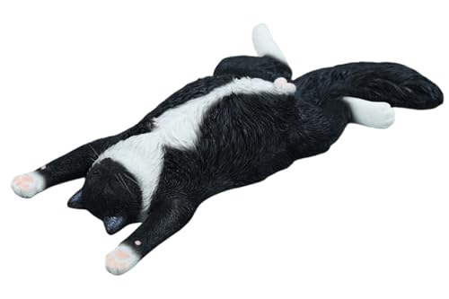 Figura de gato coleccionable JXK: Gato tumbado, pintada a mano por expertos, realista, resina segura, miniatura a escala 1:6
