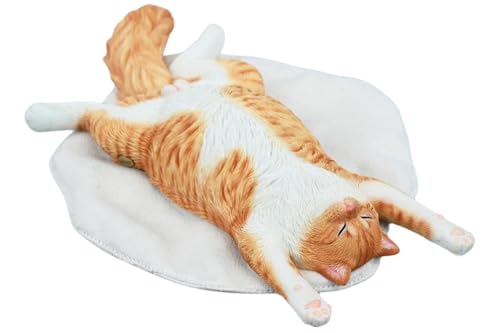 Figura de gato coleccionable JXK: Gato tumbado, pintada a mano por expertos, realista, resina segura, miniatura a escala 1:6