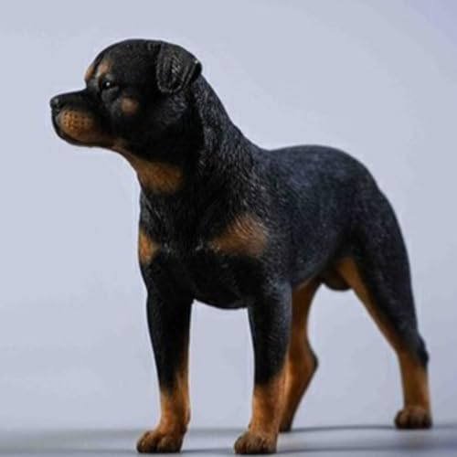 Figura de perro coleccionable JXK: Rottweiler, pintada a mano por expertos, realista, de resina segura, miniatura a escala 1:12, JXK042