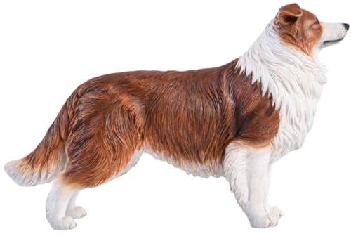 Figurine de chien de collection JXK : Border Collie, peinte à la main avec expertise, réaliste, en résine sûre, figurine animale miniature à l'échelle 1:6