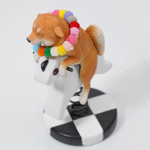Figura de perro coleccionable JXK: Caballo balancín Shiba Inu 2.0, figura de animal en miniatura a escala 1:6