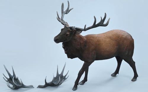 Figura de ciervo coleccionable JXK: reno, pintada a mano por expertos, realista, de resina segura, miniatura a escala 1:6.